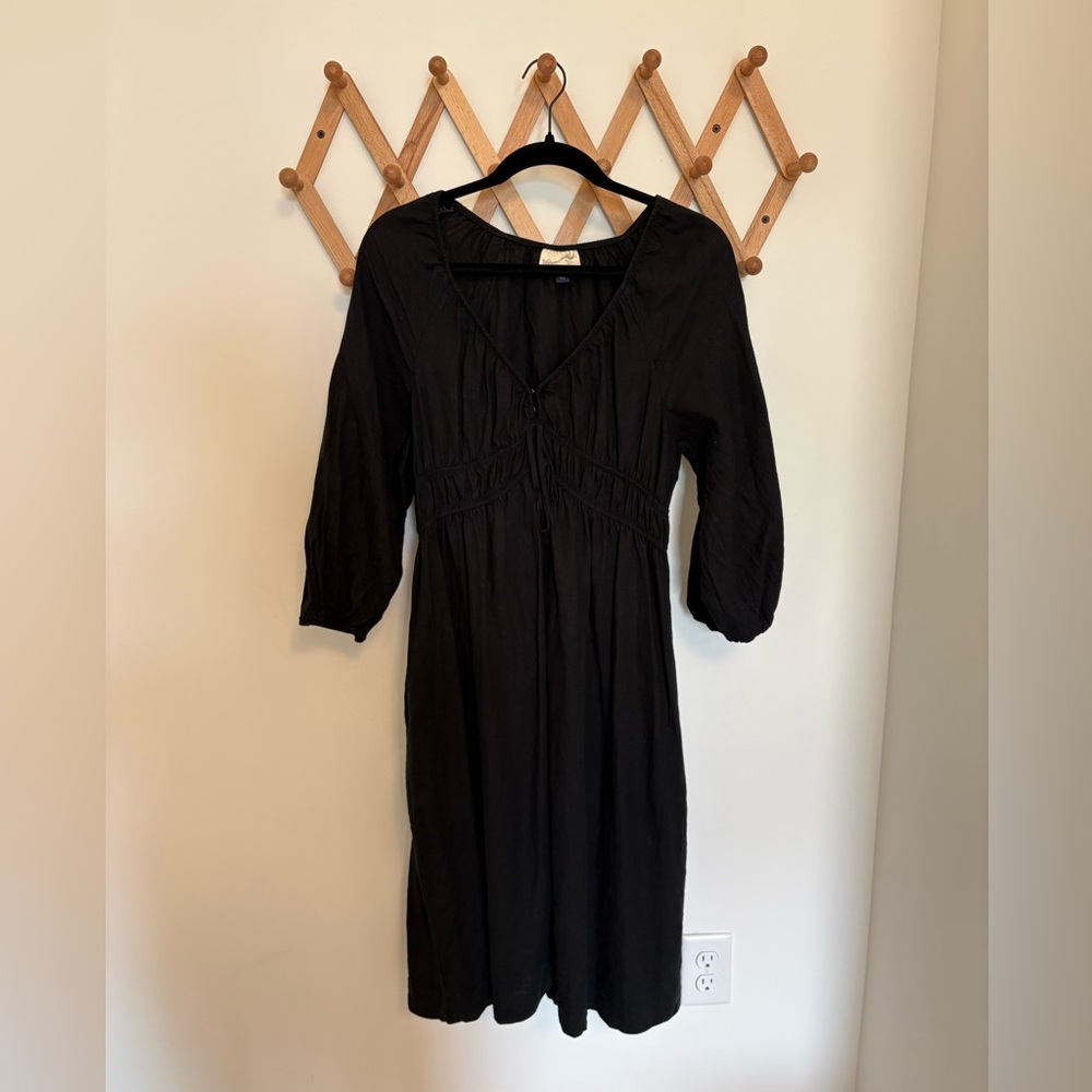 Black Target V Neck Black Dress with Long Sleeves
